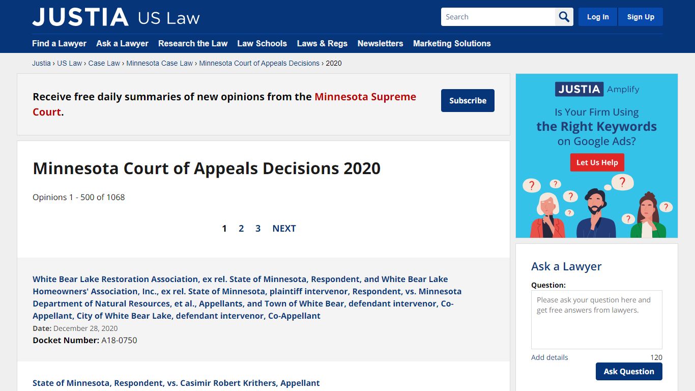 Minnesota Court of Appeals Decisions 2020 - law.justia.com