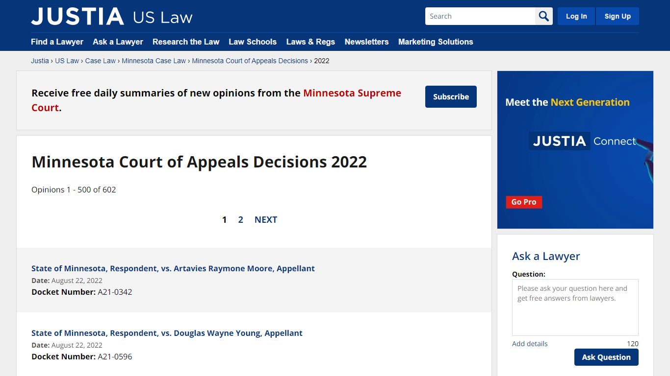 Minnesota Court of Appeals Decisions 2022 - law.justia.com
