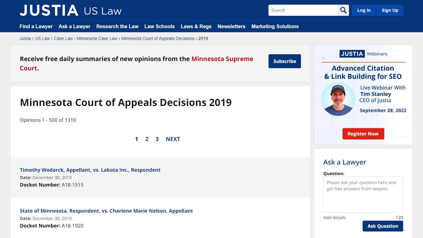 Minnesota Court of Appeals Decisions 2019 - Justia Law